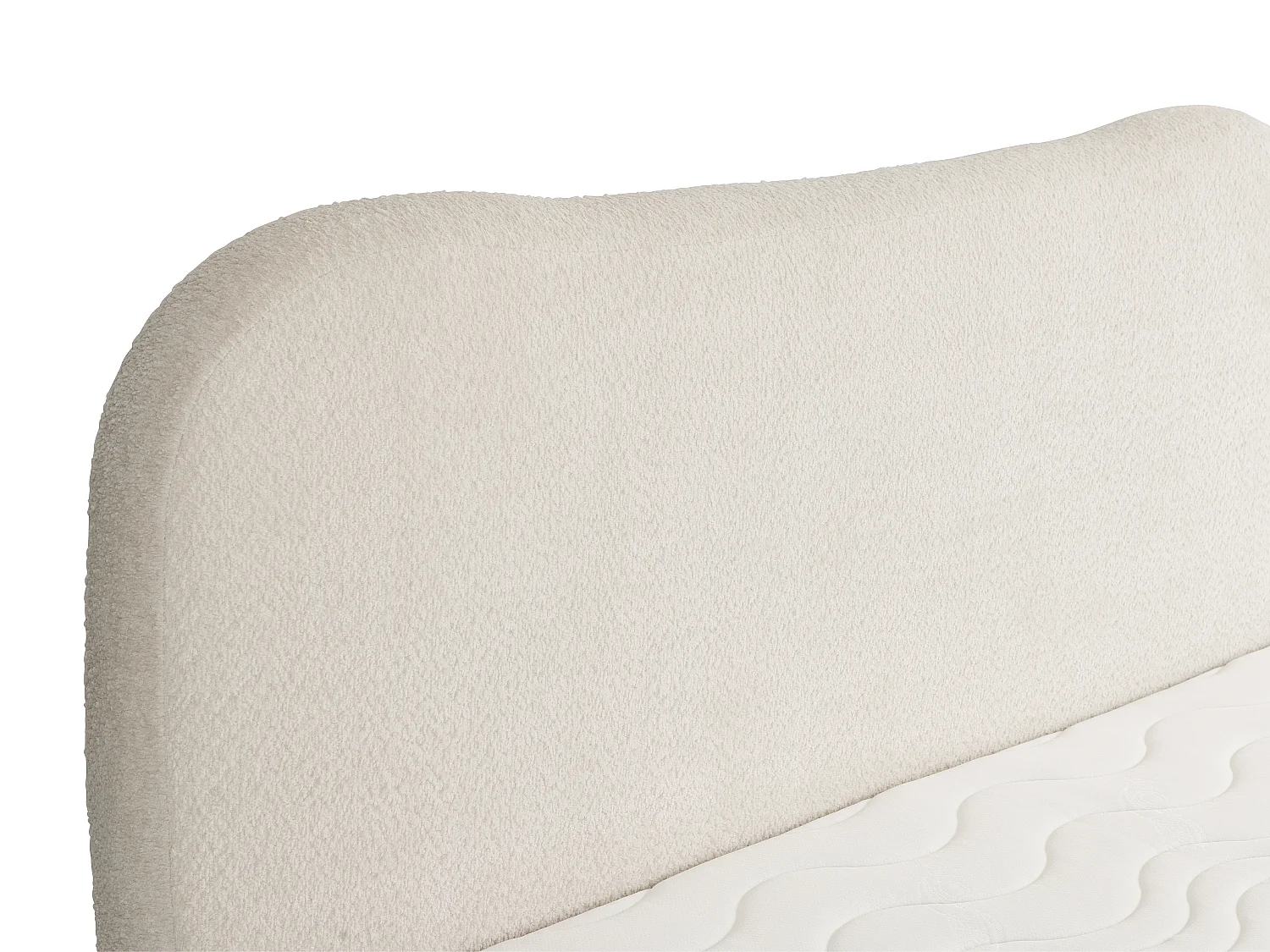 Ensemble complet boxspring tête de lit + sommier + matelas + surmatelas - 160 x 200 cm - Tissu bouclette - Beige - TRAVINO de YSMÉE