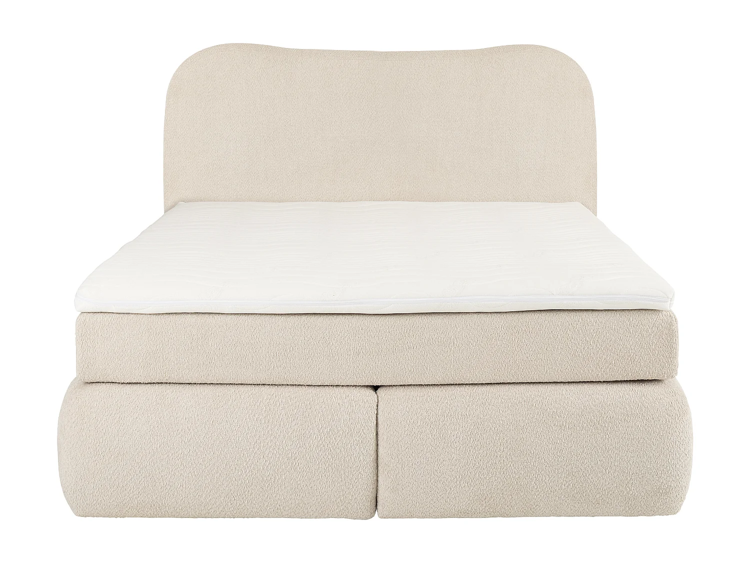 Ensemble complet boxspring tête de lit + sommier + matelas + surmatelas - 160 x 200 cm - Tissu bouclette - Beige - TRAVINO de YSMÉE