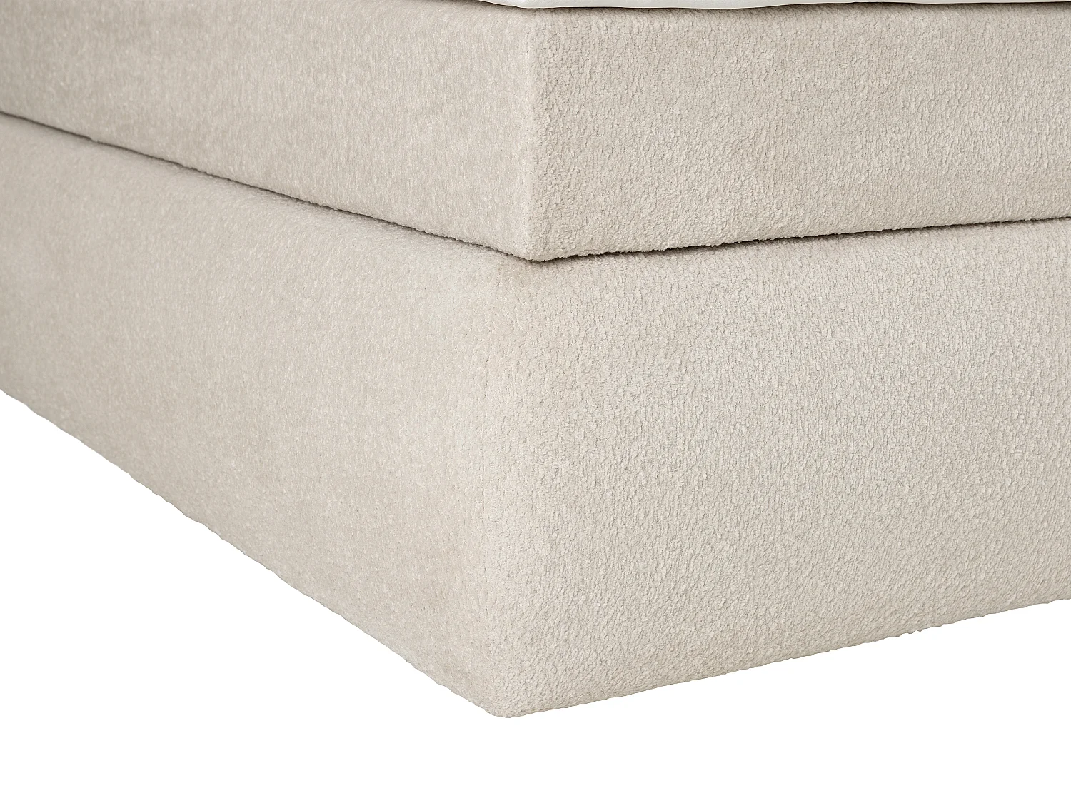 Ensemble complet boxspring tête de lit + sommier + matelas + surmatelas - 160 x 200 cm - Tissu bouclette - Beige - TRAVINO de YSMÉE