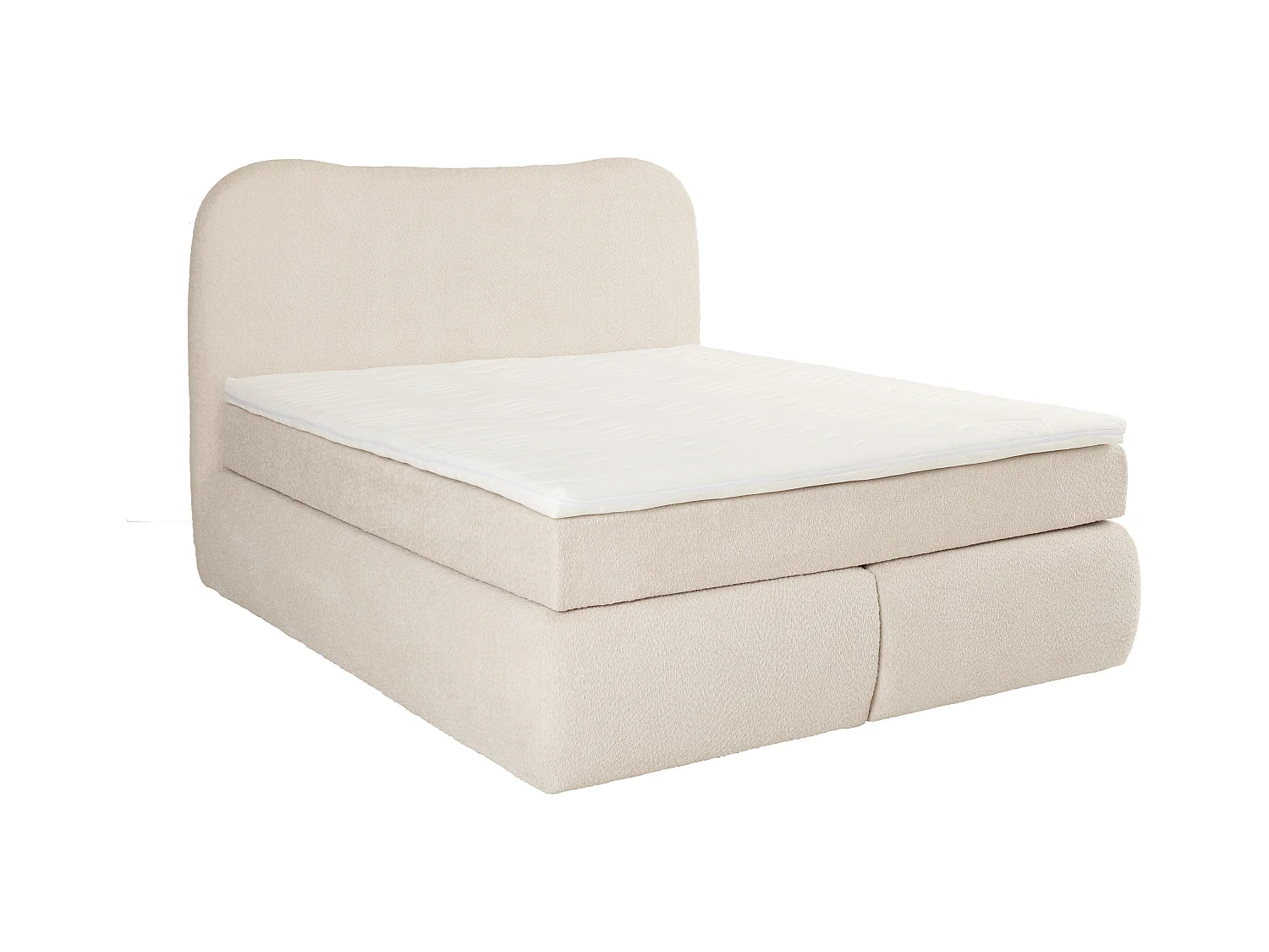 Set completo boxspring testata + Rete + Mater. + topper 160x200cm Tess. bouclette Beige - TRAVINO di YSMÉE