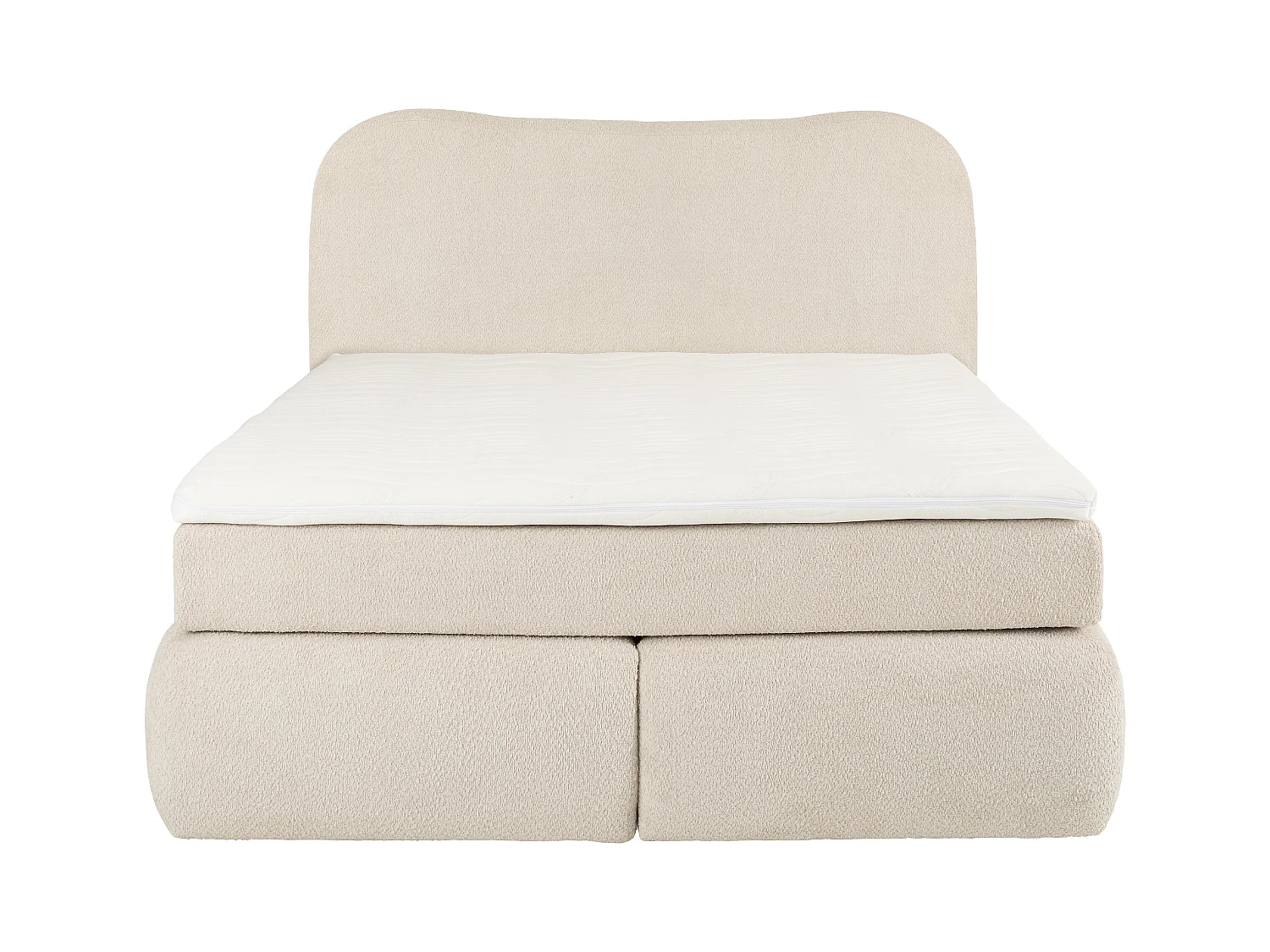 Boxspringbett komplett mit Bett-Kopfteil + Bettgestell + Matratze + Topper - 180 x 200 cm - Bouclé-Stoff - Beige - TRAVINO von YSMÉE