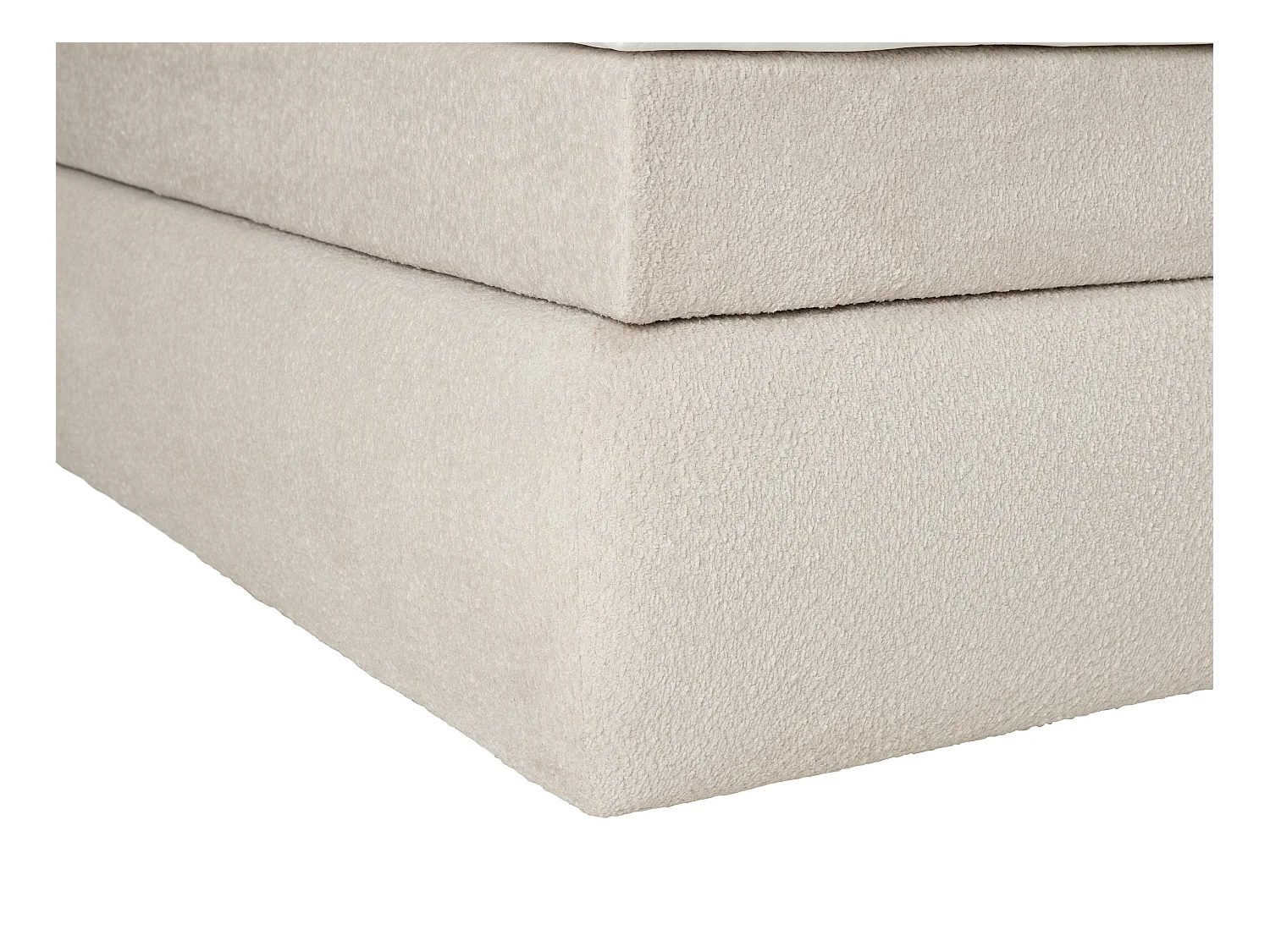 Boxspringbett komplett mit Bett-Kopfteil + Bettgestell + Matratze + Topper - 180 x 200 cm - Bouclé-Stoff - Beige - TRAVINO von YSMÉE