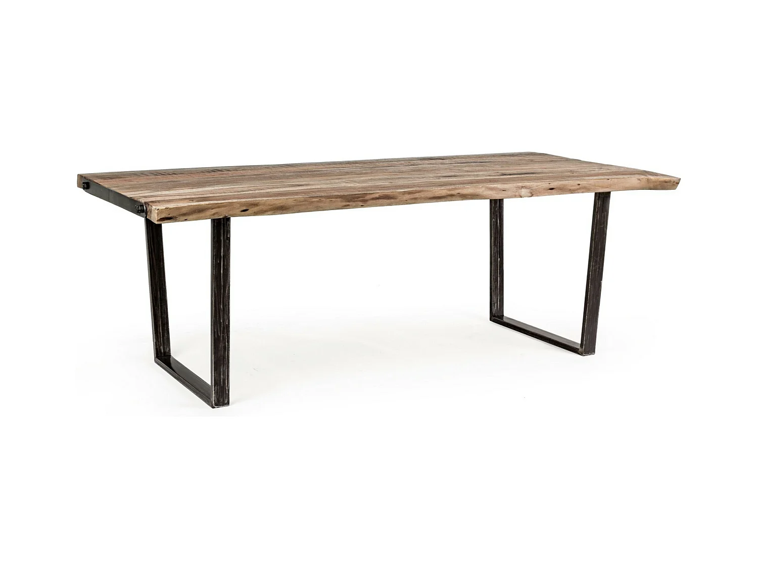 Table à manger rectangulaire 12 places en bois d'acacia sur 2 pieds acier noir Kadone 220cm