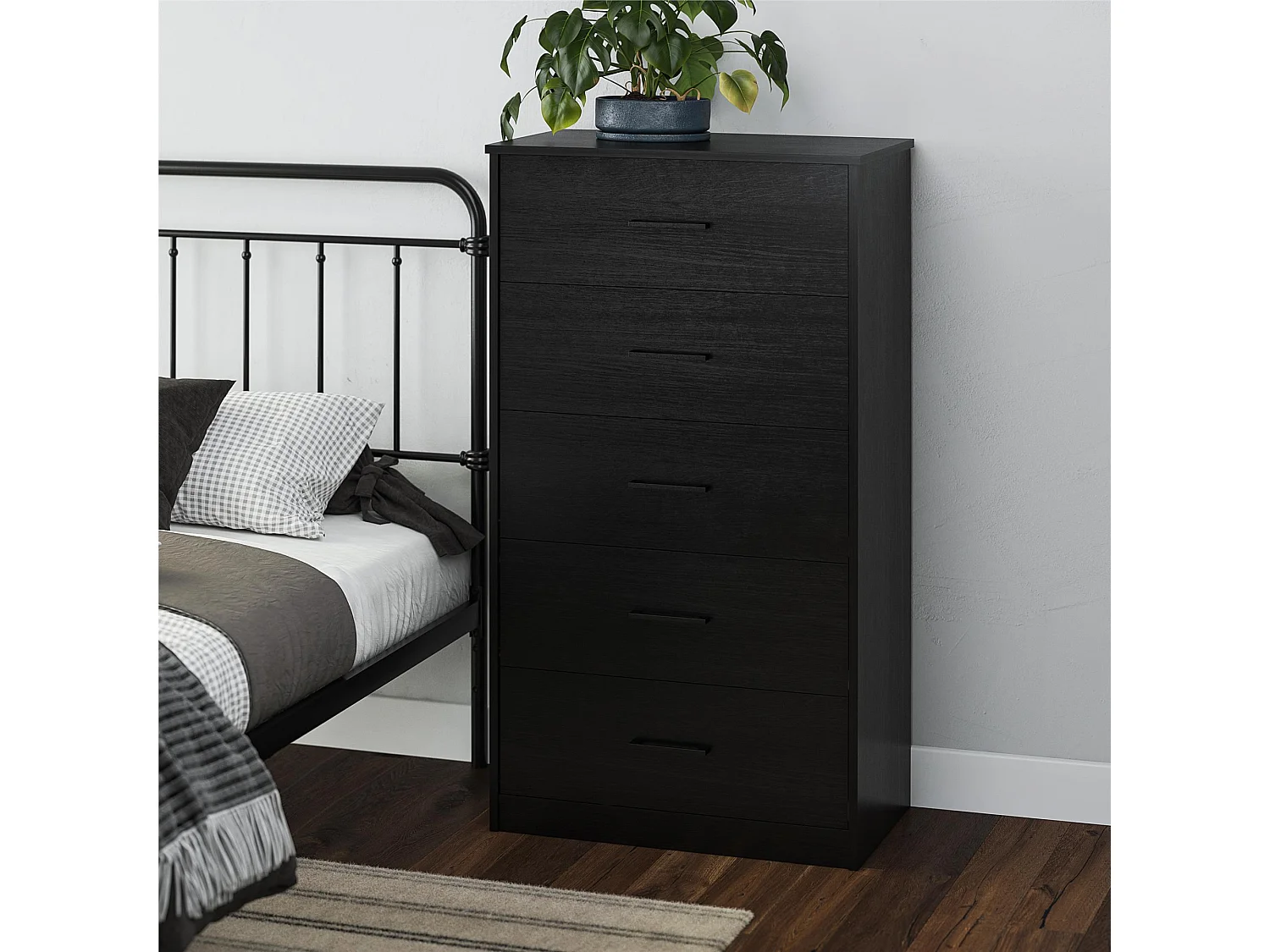 BrEZ | Commode à 5 tiroirs en effet chêne noir