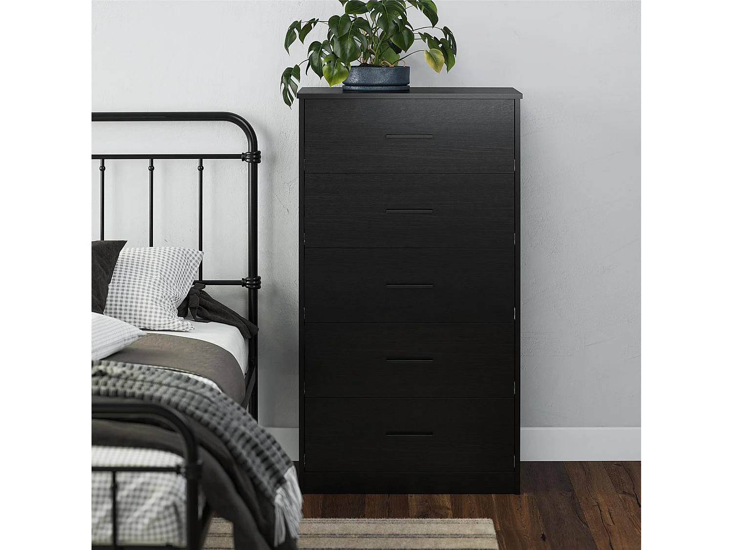 BrEZ | Commode à 5 tiroirs en effet chêne noir