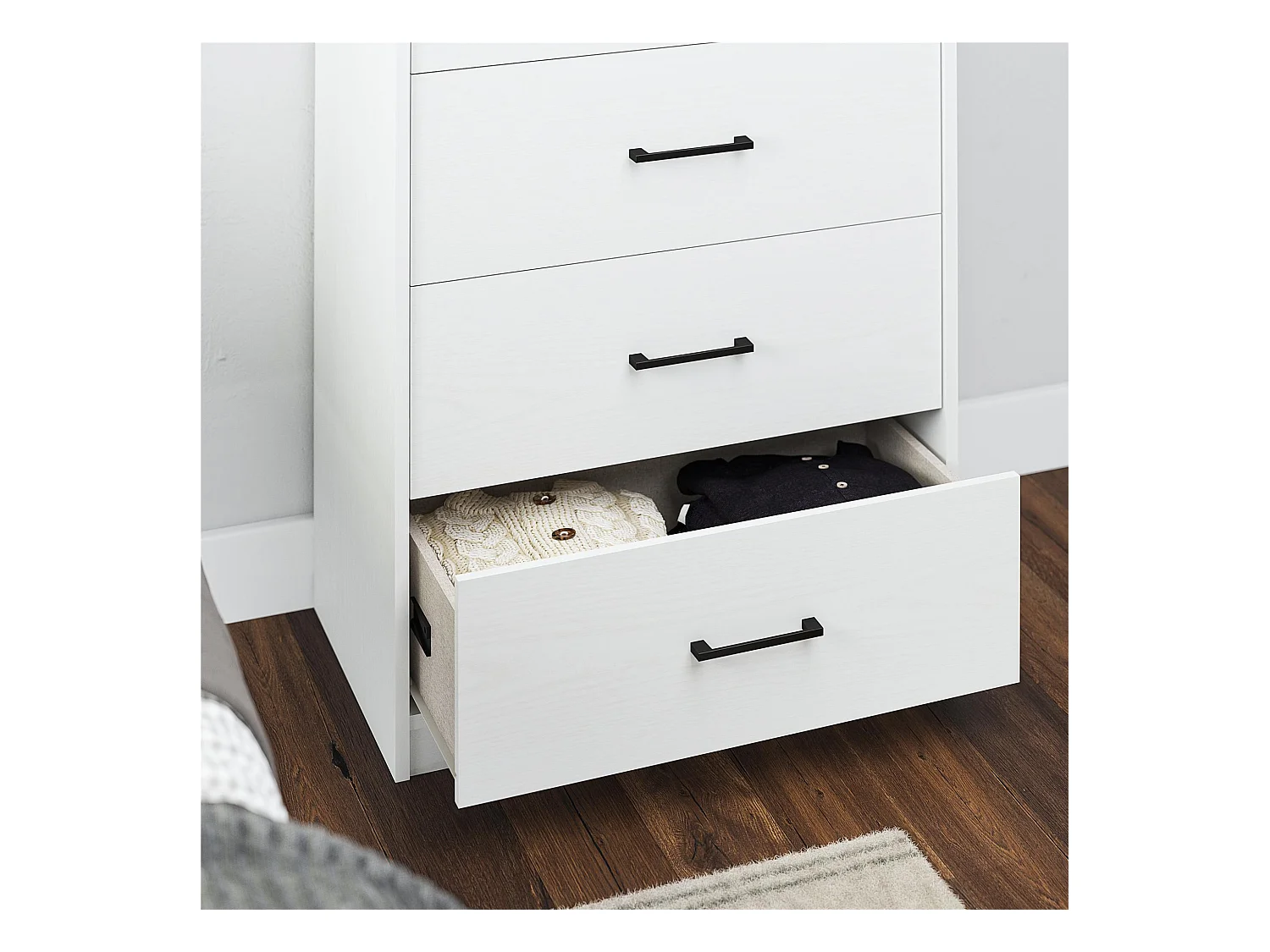 BrEZ | Commode à 4 tiroirs en effet mélaminé blanc