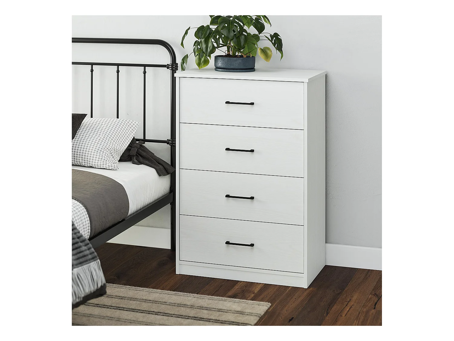 BrEZ | Commode à 4 tiroirs en effet mélaminé blanc