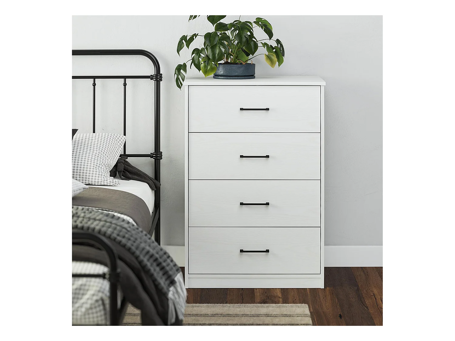 BrEZ | Commode à 4 tiroirs en effet mélaminé blanc