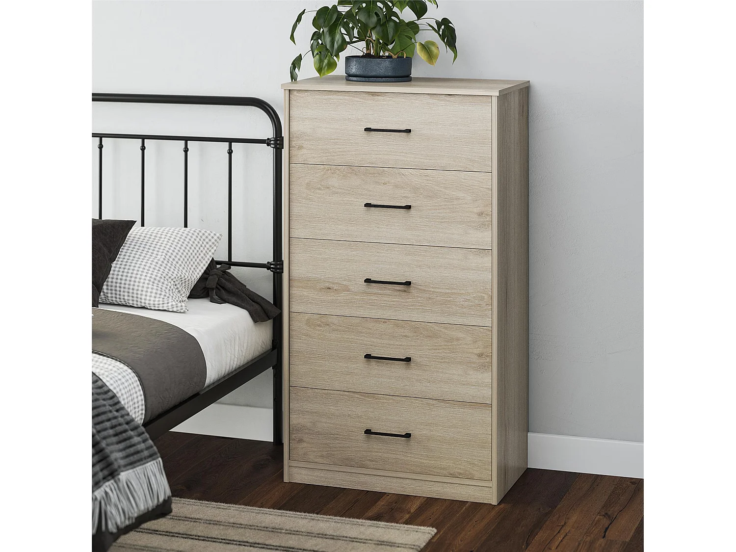 BrEZ | Commode à 5 tiroirs en effet chêne clair