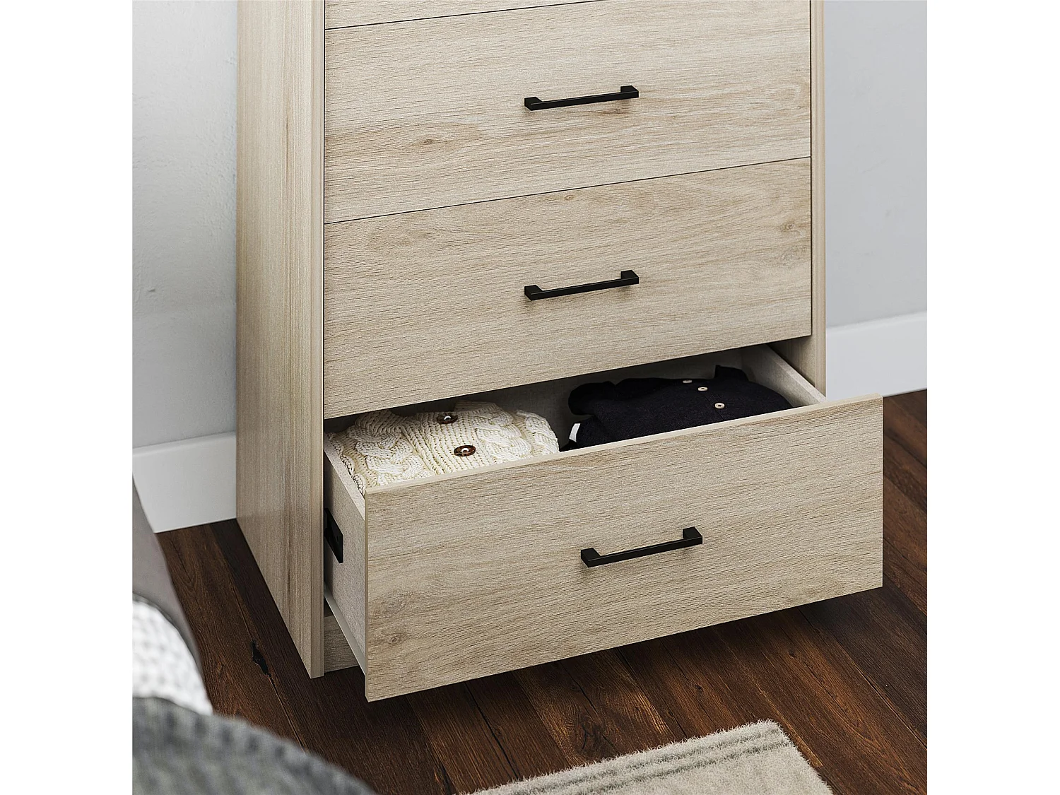 BrEZ | Commode à 5 tiroirs en effet chêne clair