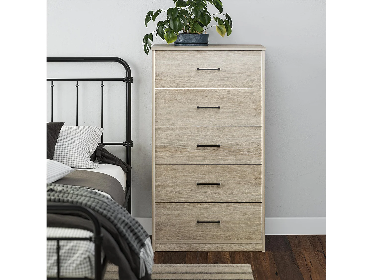 BrEZ | Commode à 5 tiroirs en effet chêne clair