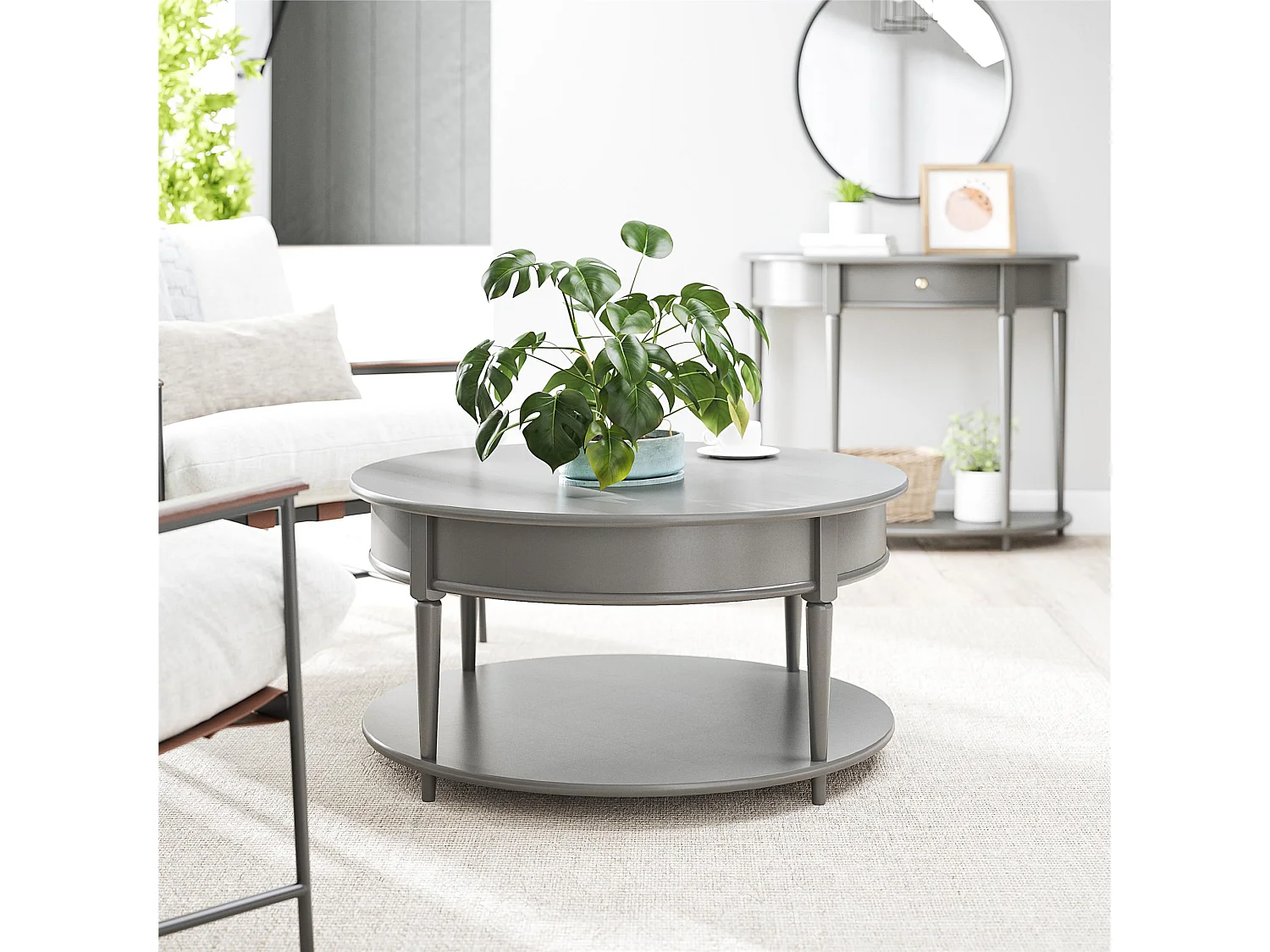 Aurora | Mesa de Centro con 1 Estante en MDF Gris