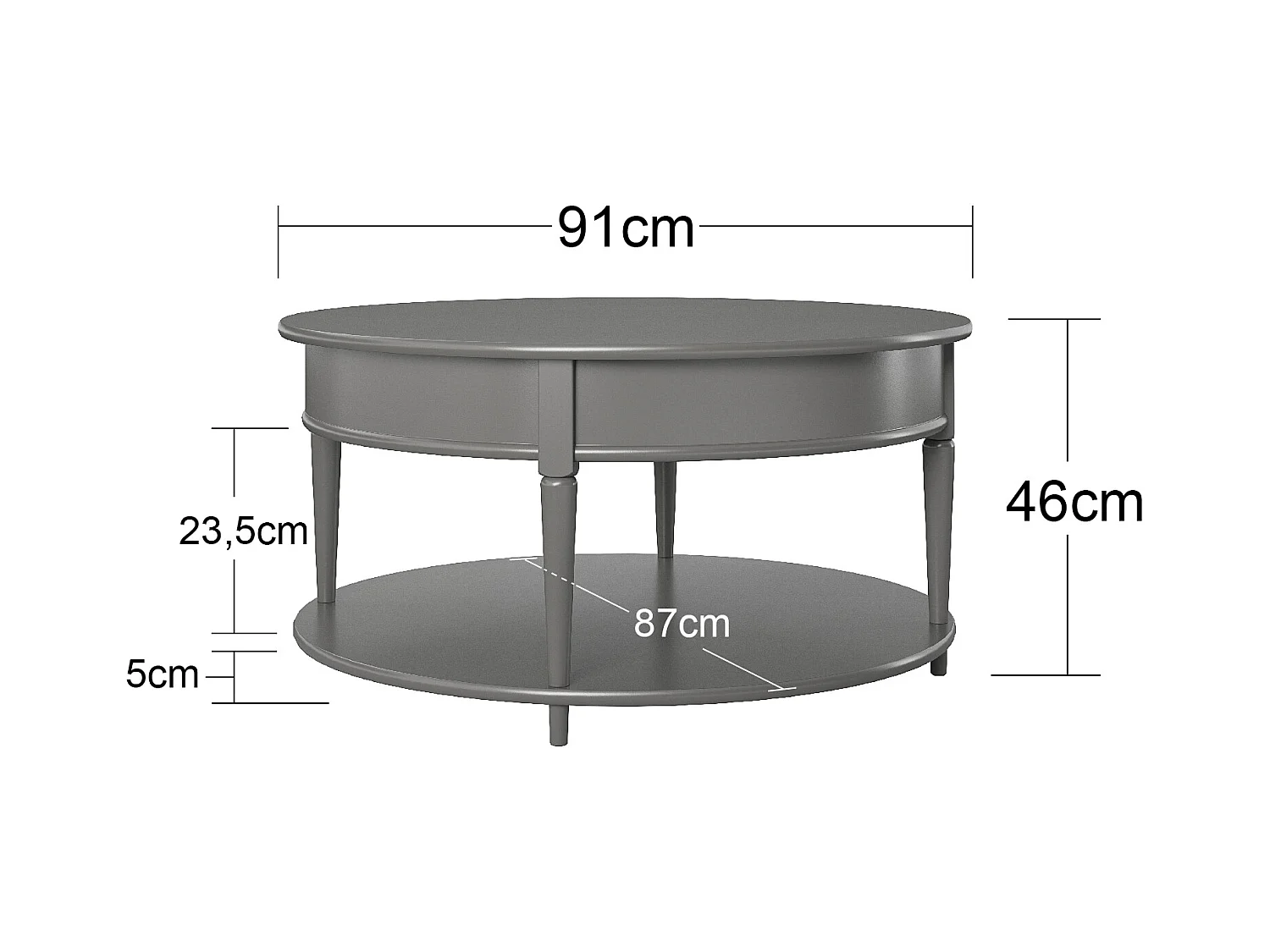 Aurora | Salontafel met 1 Plank in Grijs MDF