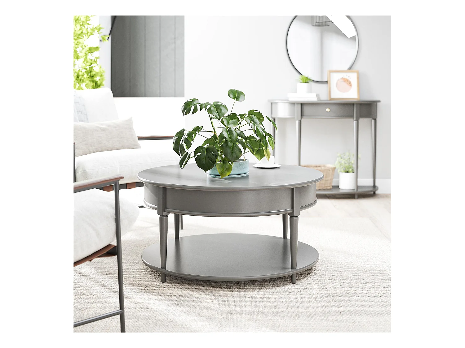 Aurora | Salontafel met 1 Plank in Grijs MDF