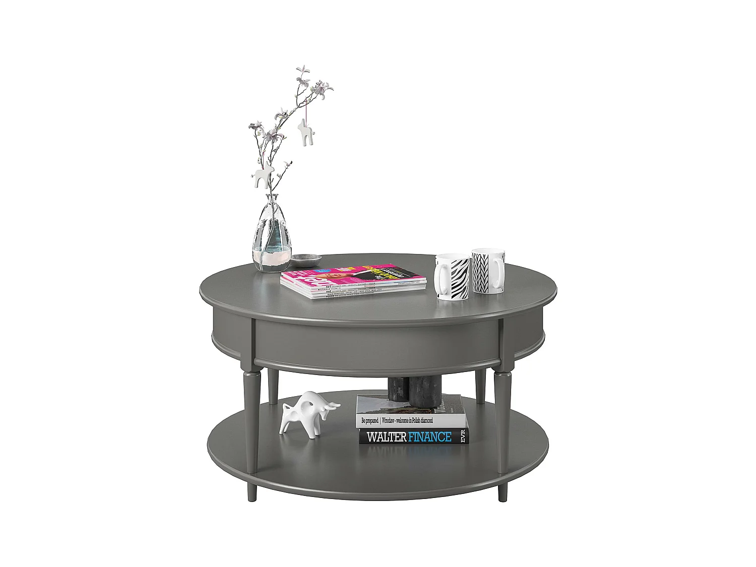 Aurora | Salontafel met 1 Plank in Grijs MDF