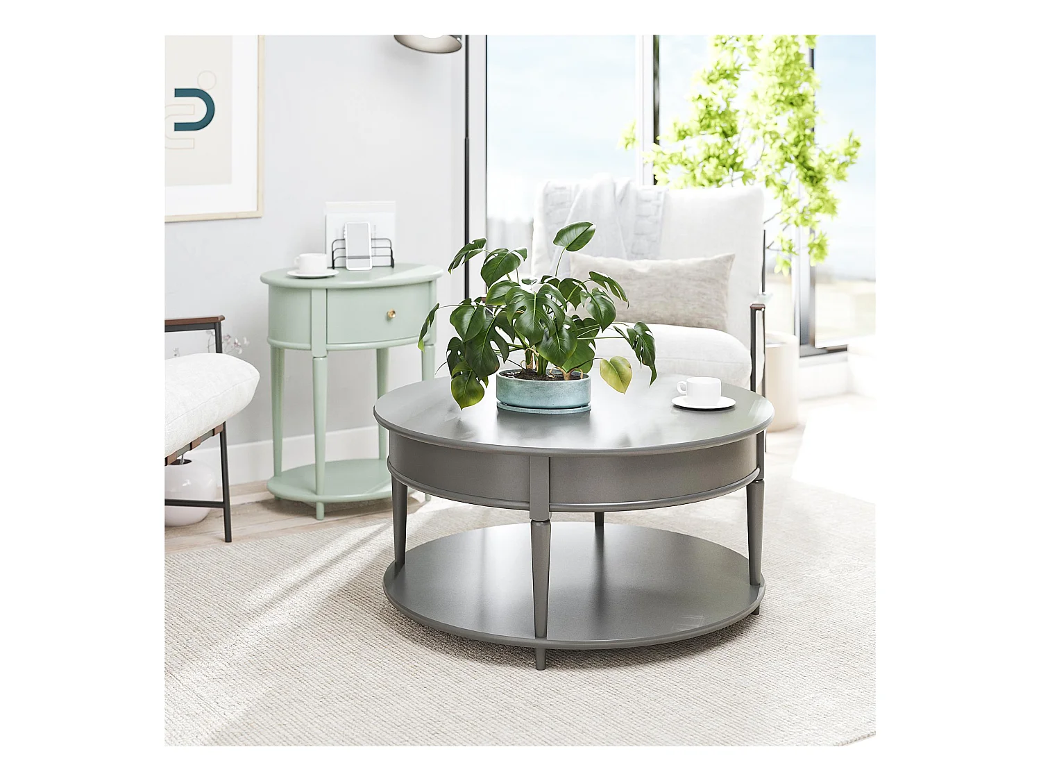 Aurora | Salontafel met 1 Plank in Grijs MDF