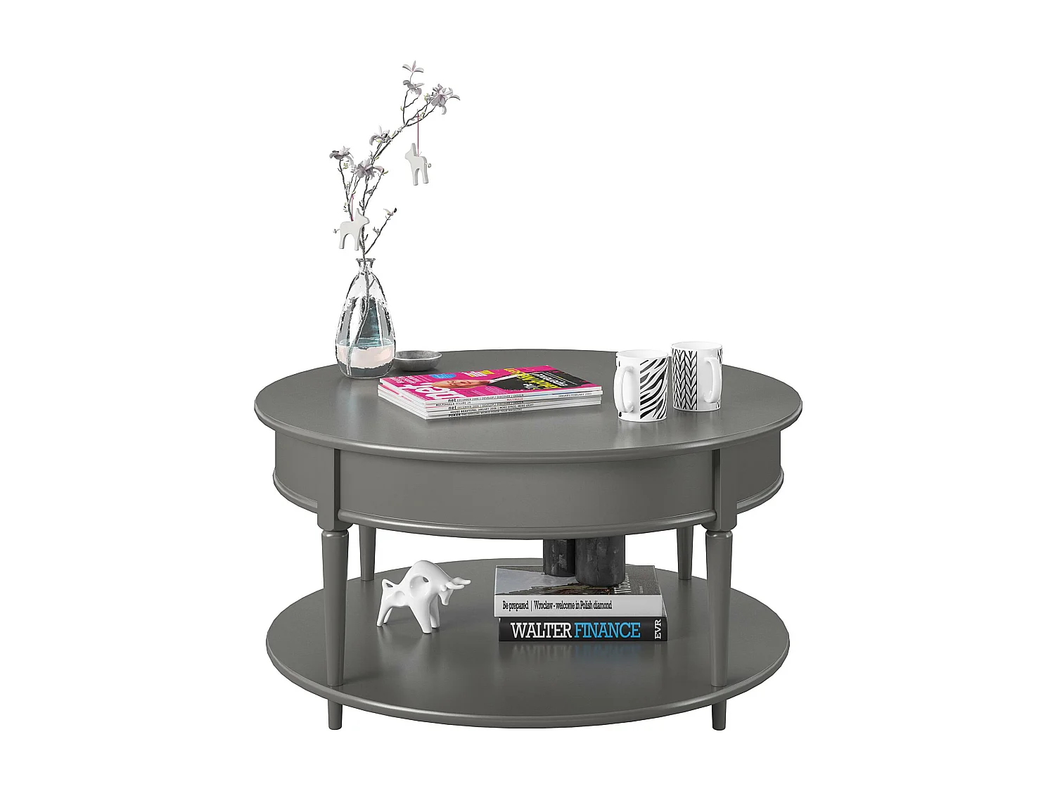 Aurora | Table basse avec 1 étagère en MDF gris
