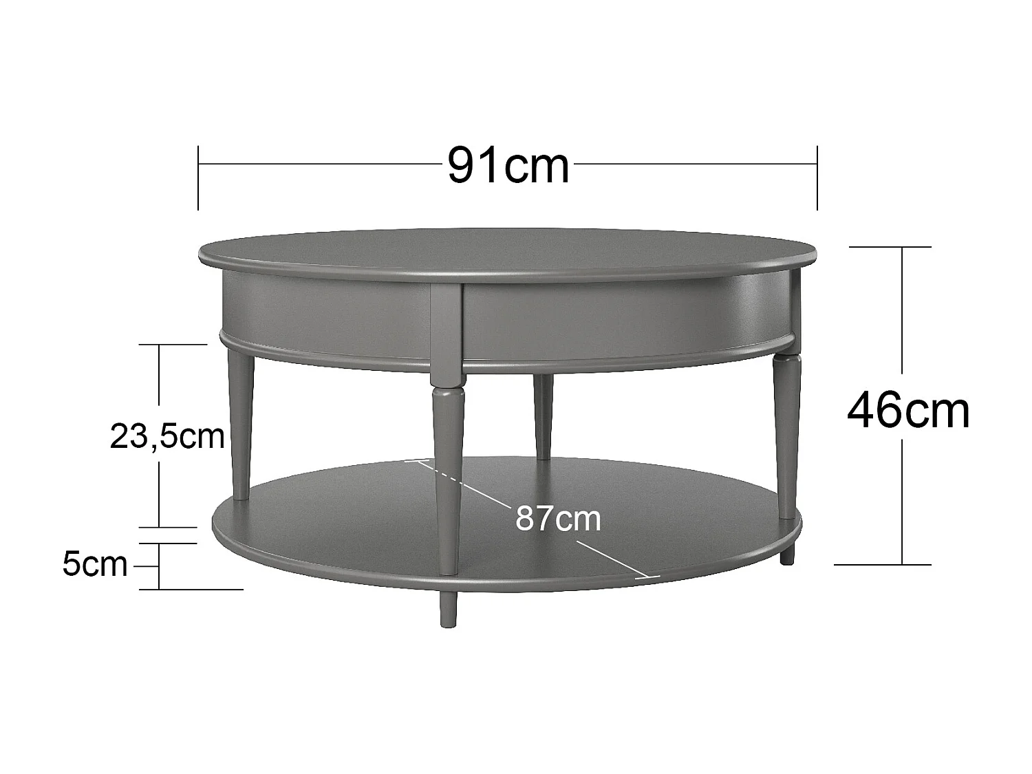 Aurora | Table basse avec 1 étagère en MDF gris