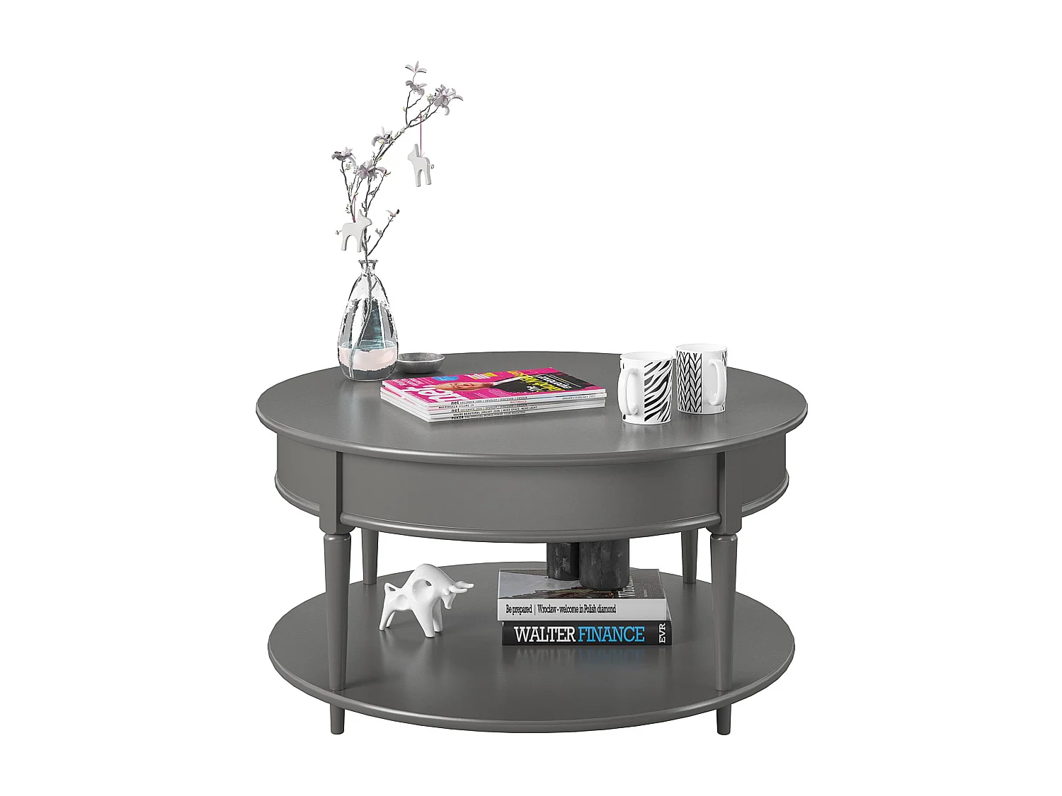 Aurora | Table basse avec 1 étagère en MDF gris