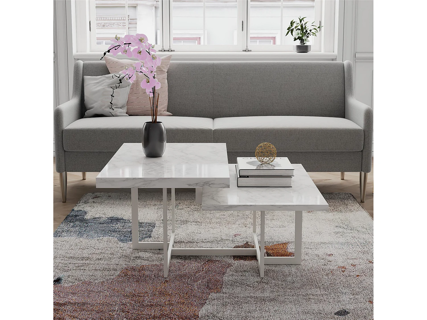 Brielle | Table basse en aspect marbre blanc