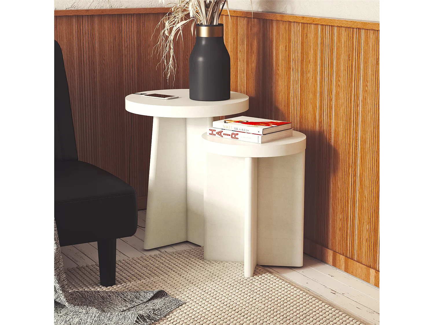 Liam | Eindtafelset van 2 in Crèmekleurige Gipslook