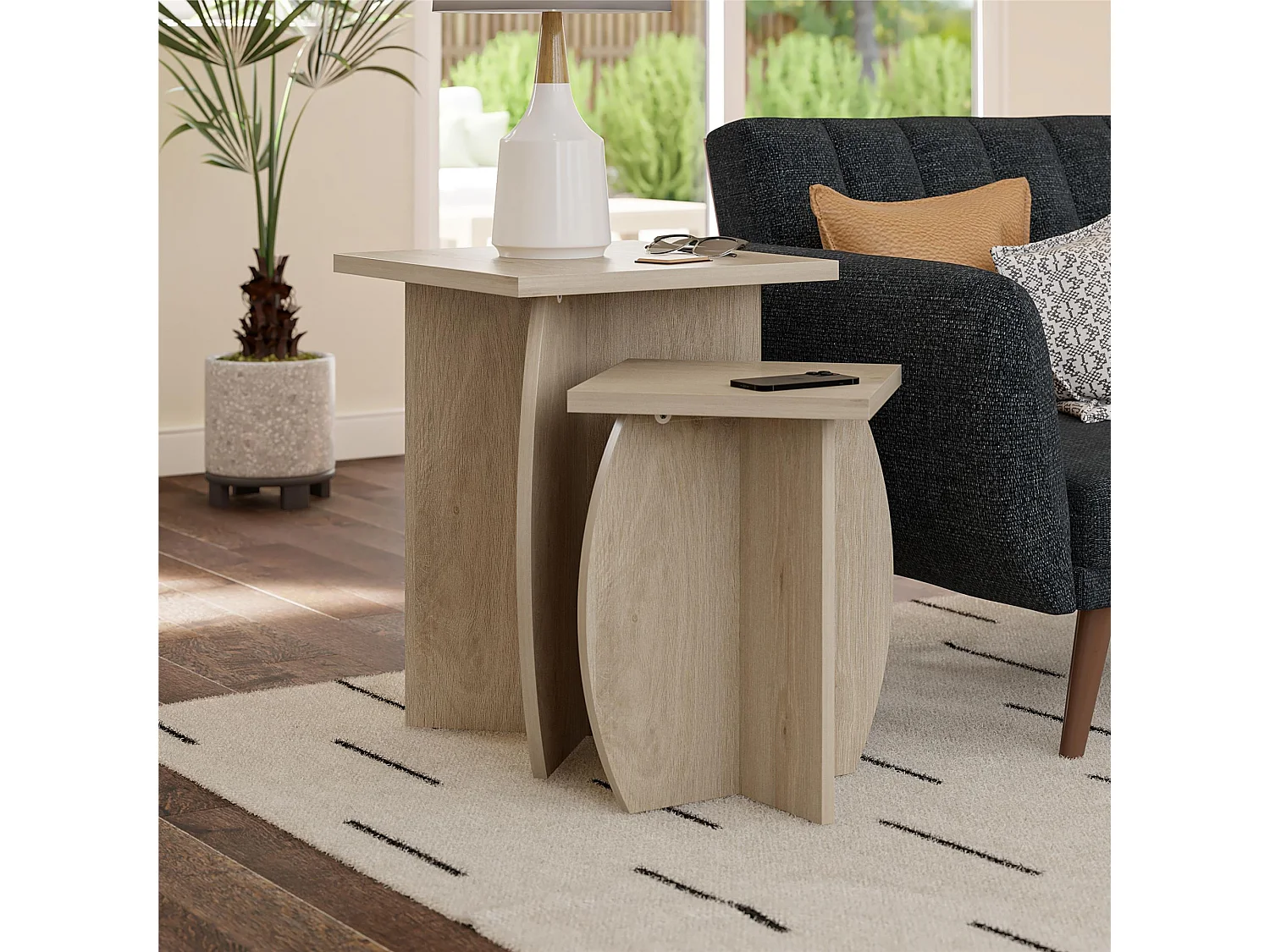 Voler | Eindtafelset van 2 in Licht Eikenlook