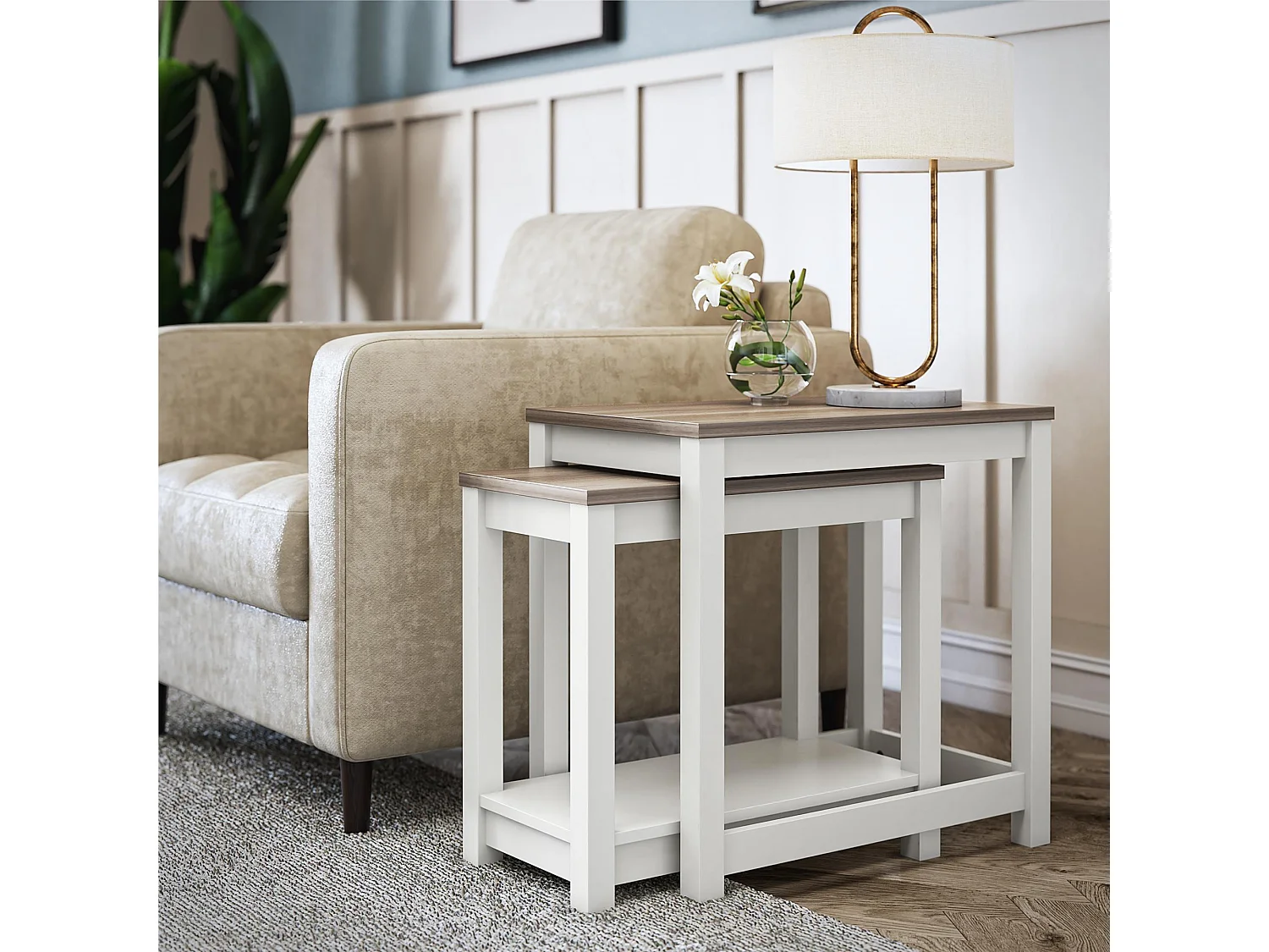 Chapel Hill | Nisttische in Weiß - Eichenoptik