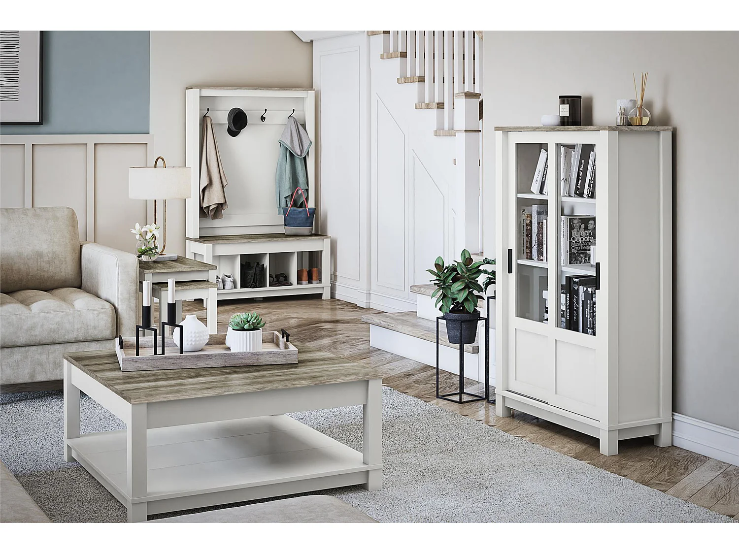 Chapel Hill | Nisttische in Weiß - Eichenoptik