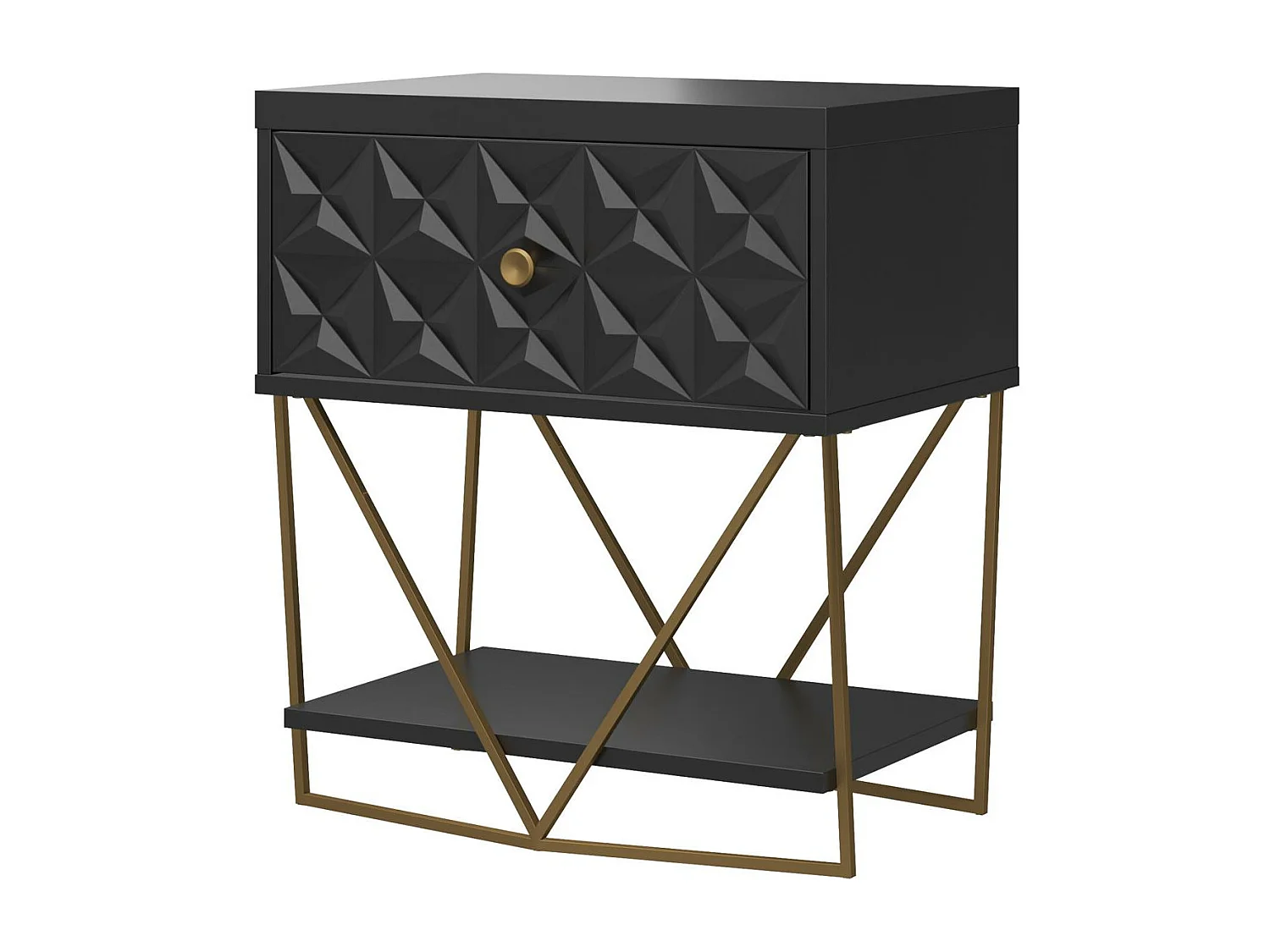 Blair | Table d'appoint avec 1 tiroir en noir - Golden Frame