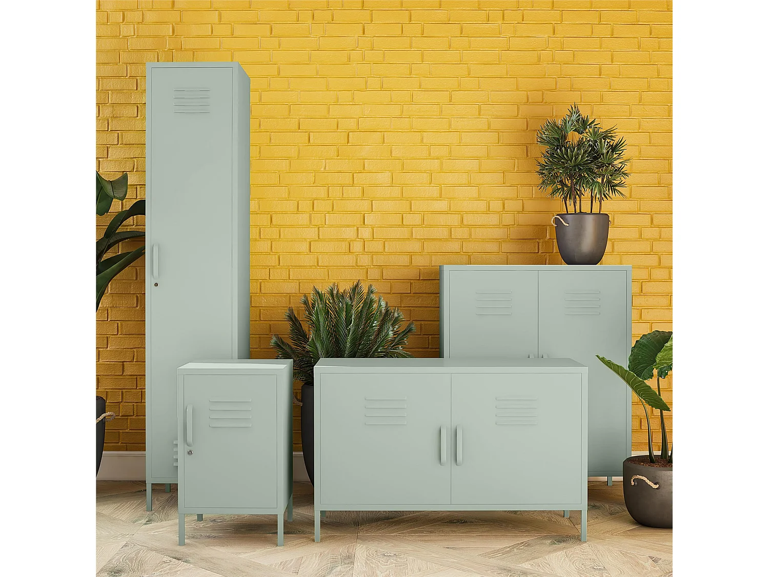 Mission District | Beistelltisch mit 1 Tür aus Metall Grün