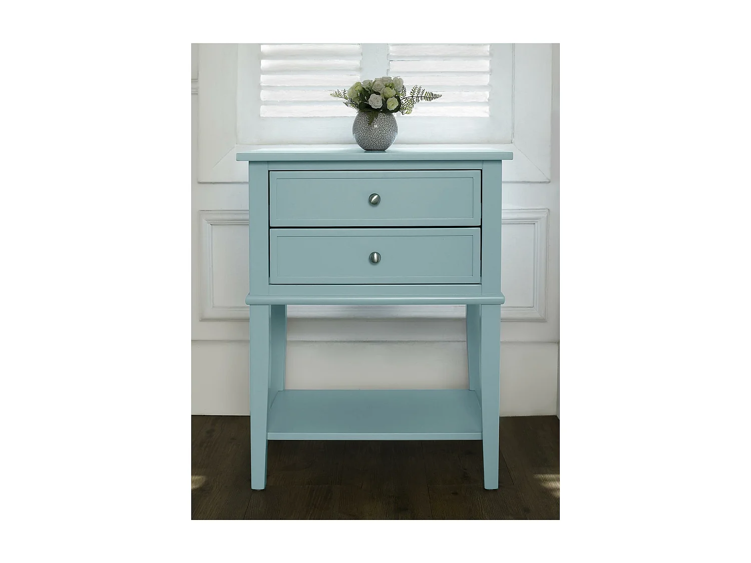 Franklin | Tavolino con 2 cassetti in MDF blu chiaro