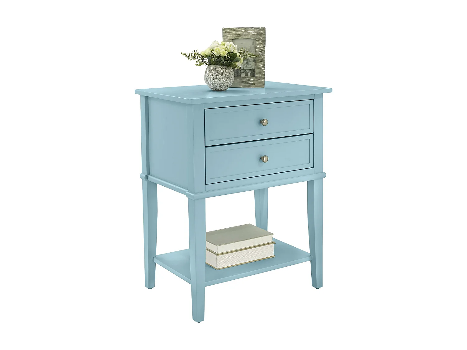 Franklin | Tavolino con 2 cassetti in MDF blu chiaro