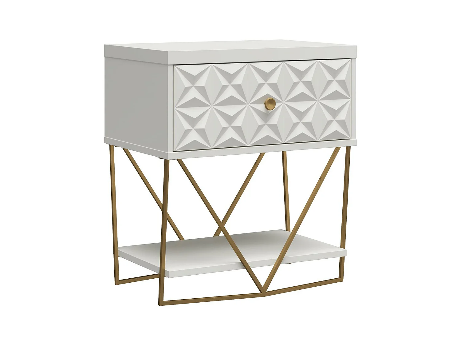 Blair | Table d'appoint avec 1 tiroir en blanc - Golden Frame