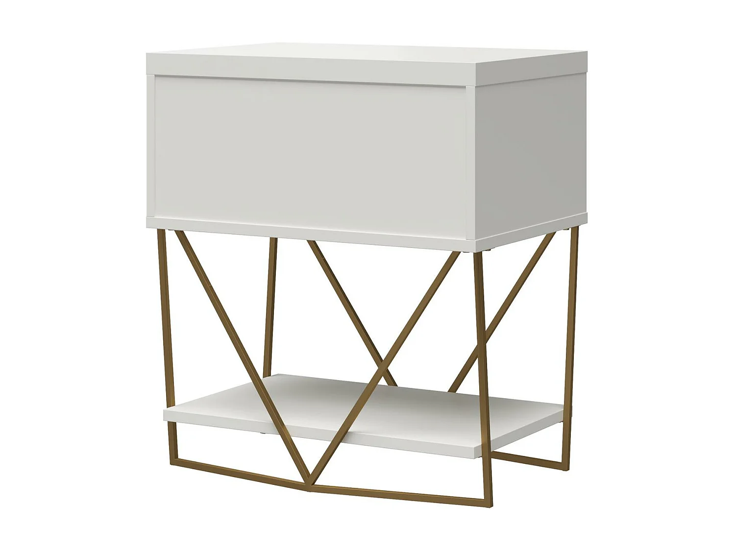Blair | Bijzettafel met 1 Lade in Wit - Gouden Stel