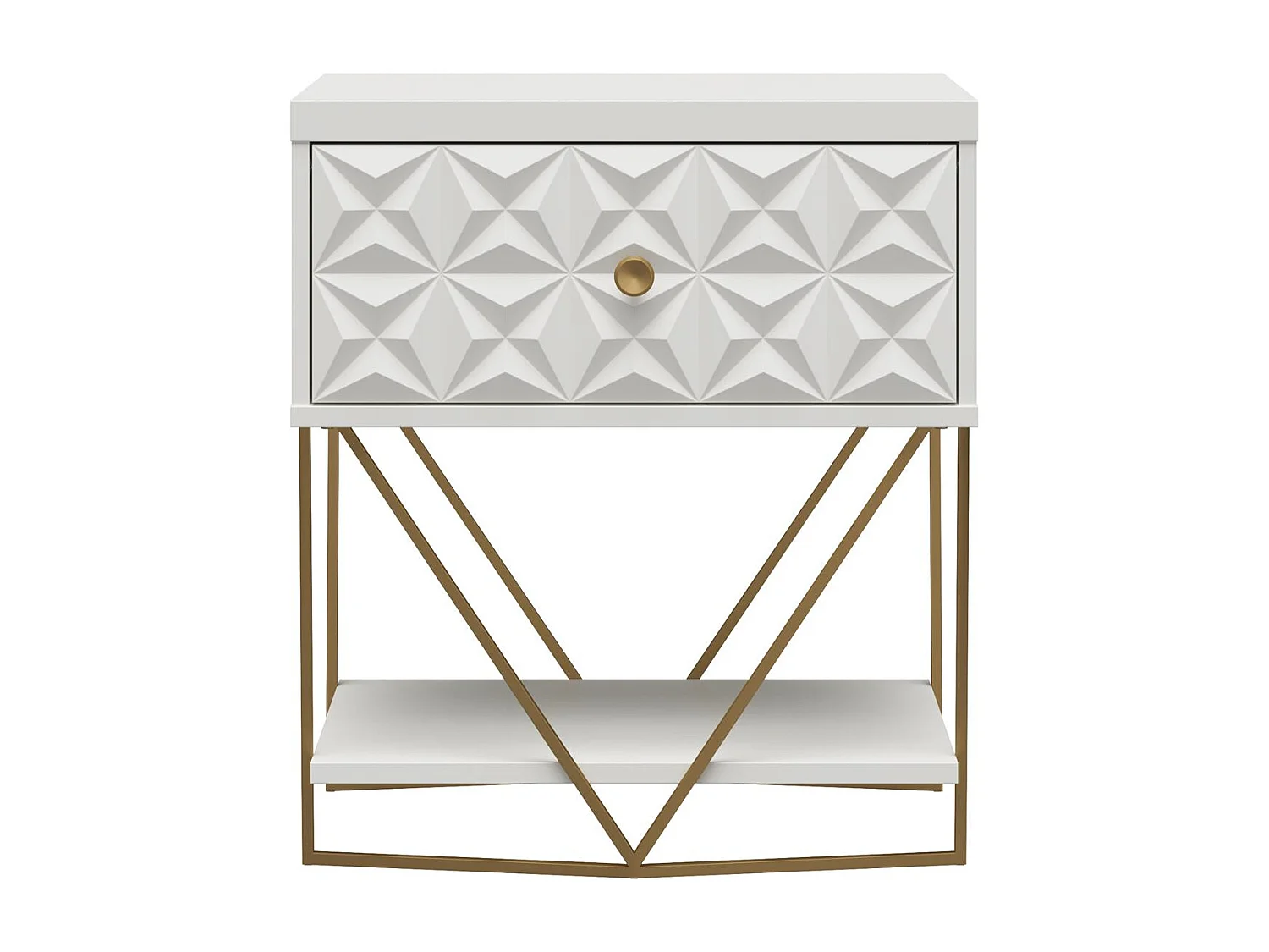 Blair | Table d'appoint avec 1 tiroir en blanc - Golden Frame