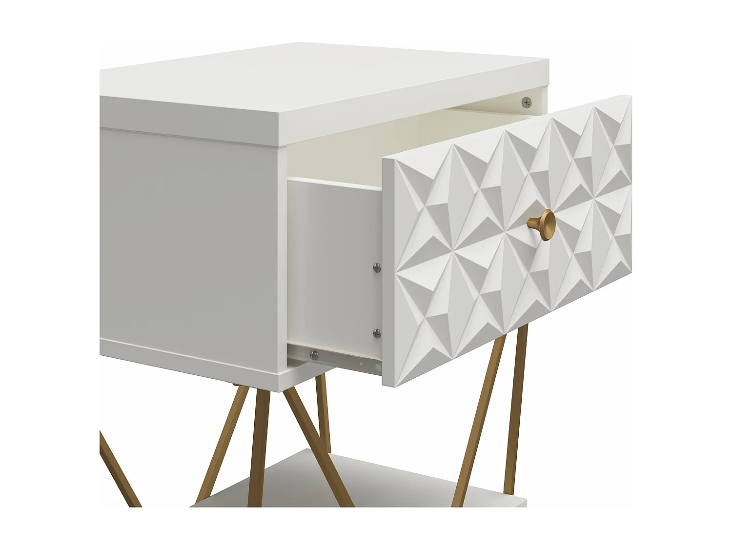 Blair | Table d'appoint avec 1 tiroir en blanc - Golden Frame