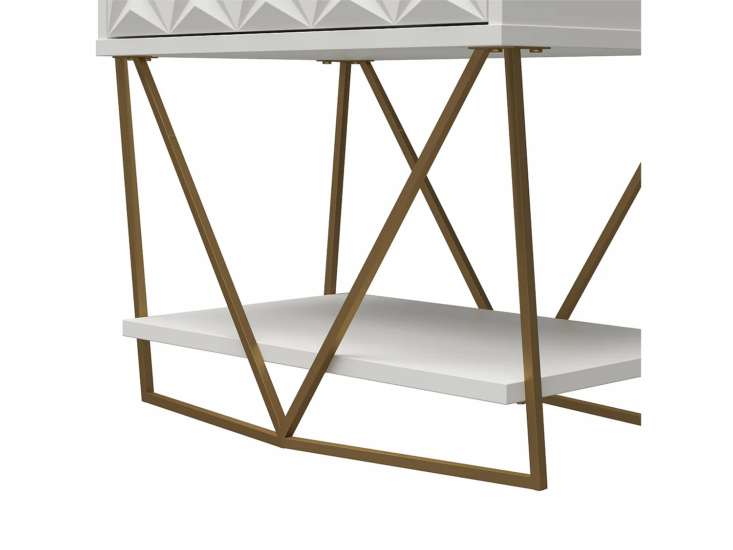 Blair | Table d'appoint avec 1 tiroir en blanc - Golden Frame