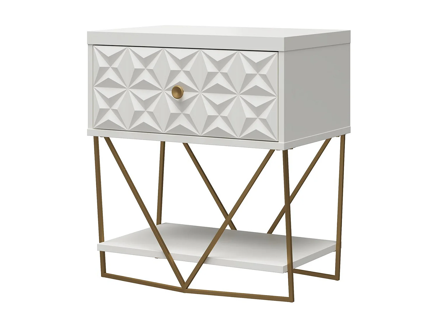 Blair | Table d'appoint avec 1 tiroir en blanc - Golden Frame