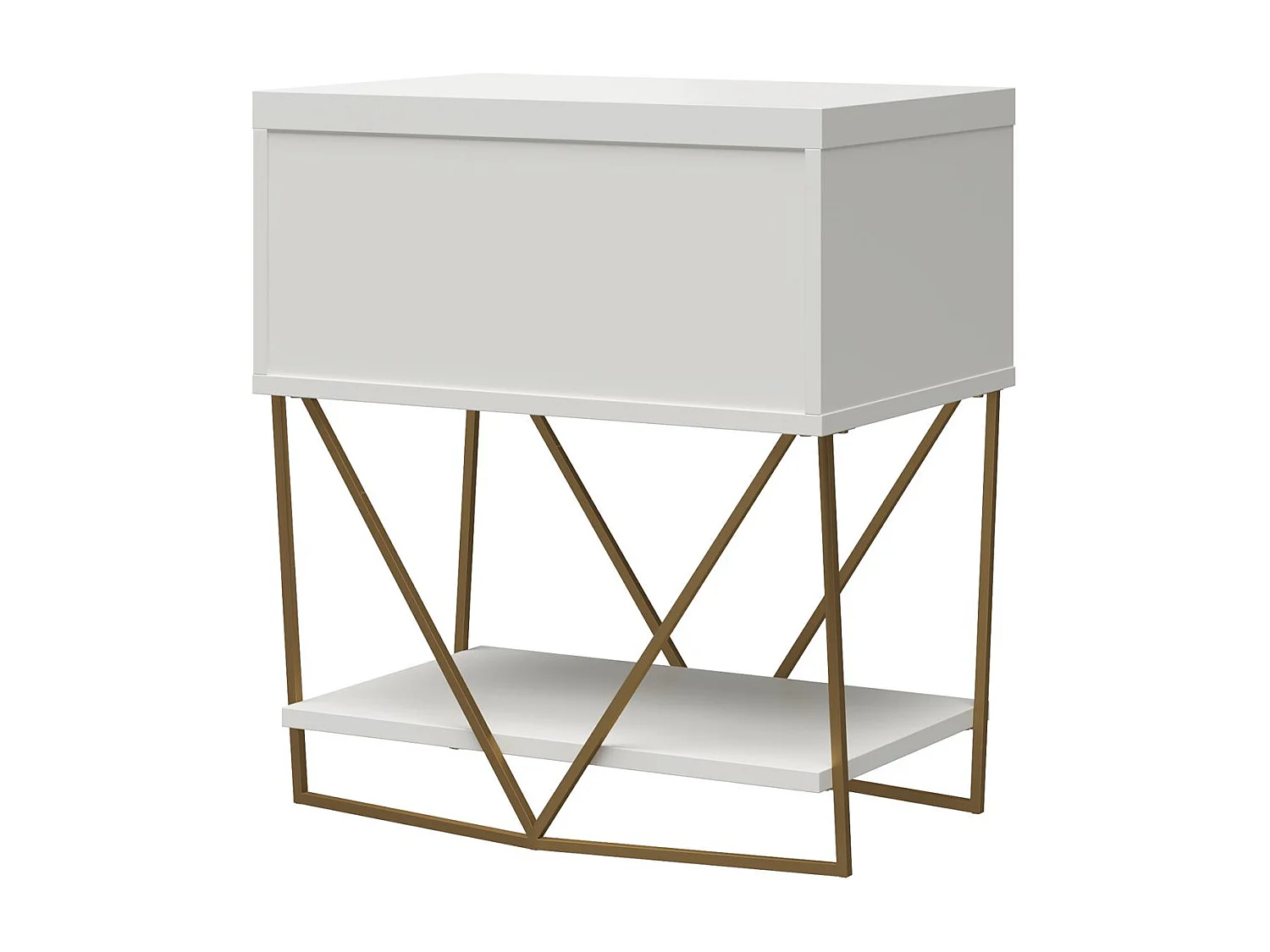 Blair | Table d'appoint avec 1 tiroir en blanc - Golden Frame