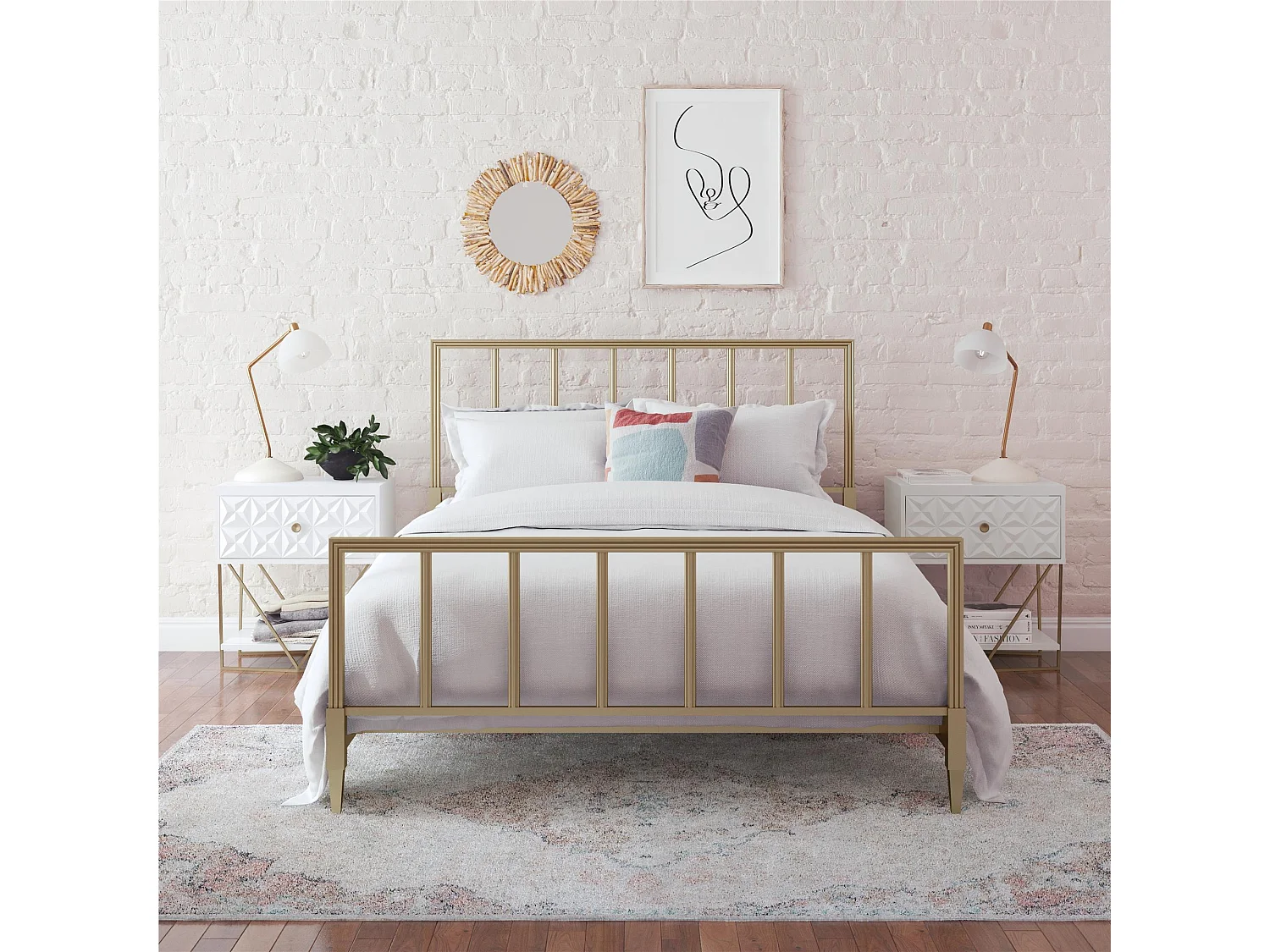 Blair | Table d'appoint avec 1 tiroir en blanc - Golden Frame