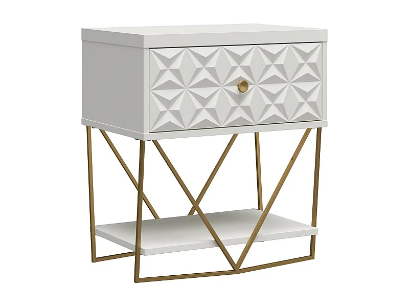 Blair | Table d'appoint avec 1 tiroir en blanc - Golden Frame
