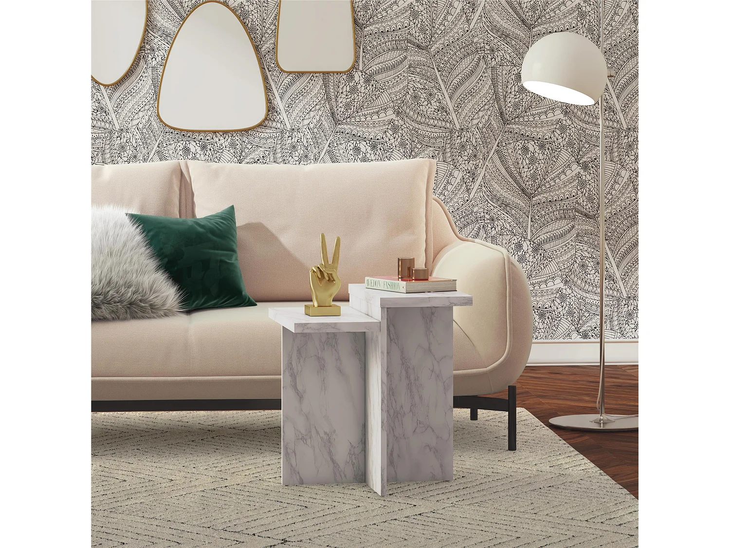 Brielle | Table basse en aspect marbre blanc