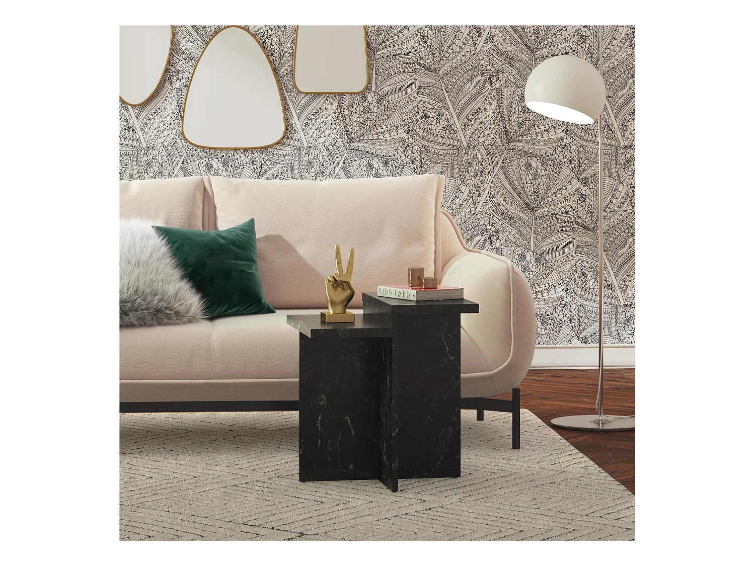 Brielle | Table basse en aspect marbre noir