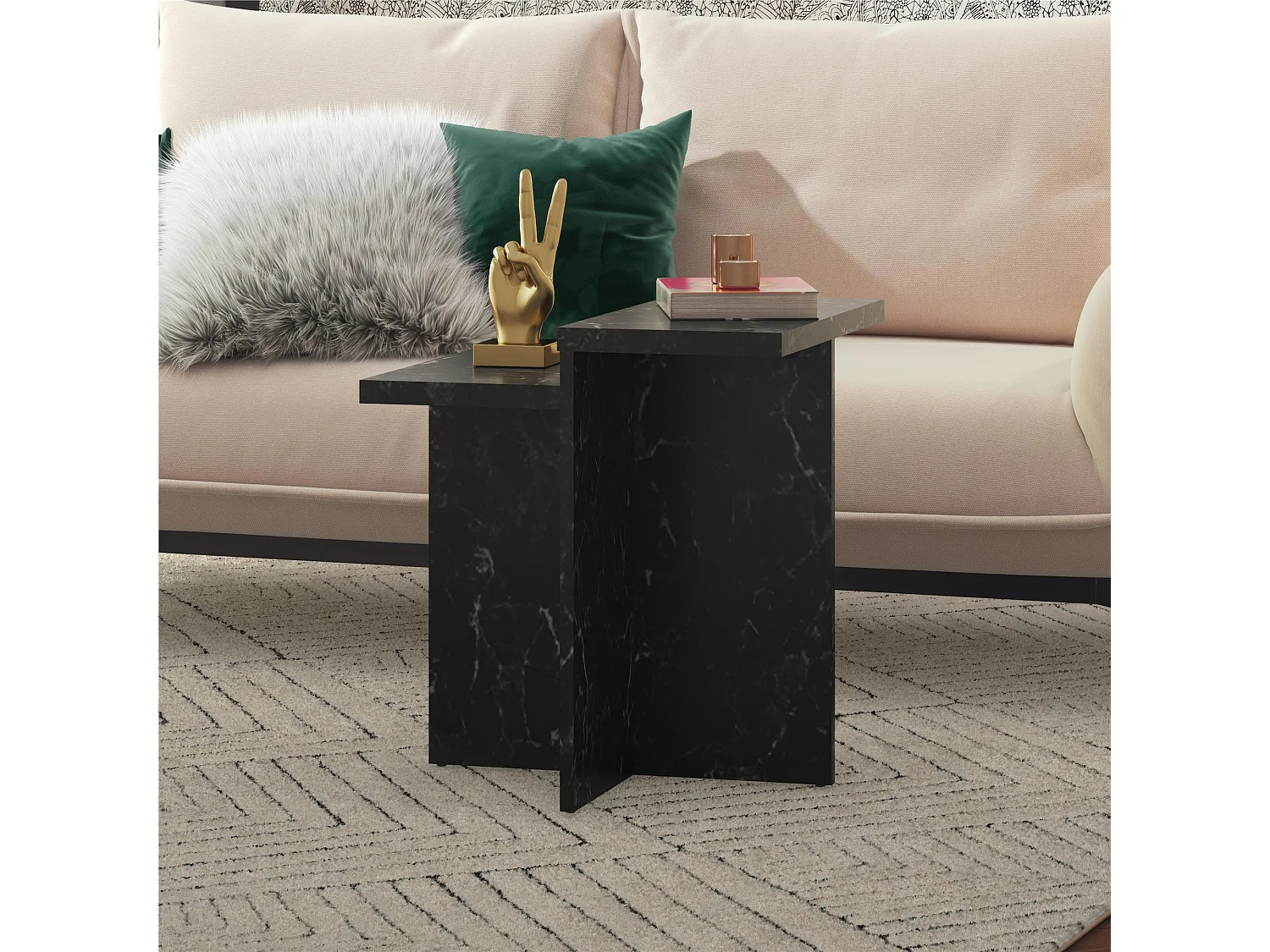 Brielle | Table basse en aspect marbre noir