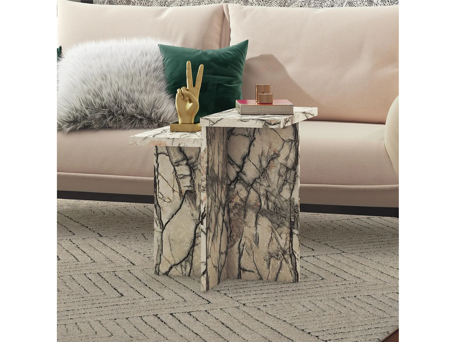 Brielle | Mesa de Centro con Efecto de Mármol ónix