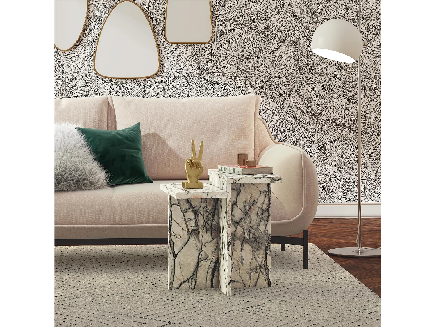 Brielle | Mesa de Centro con Efecto de Mármol ónix