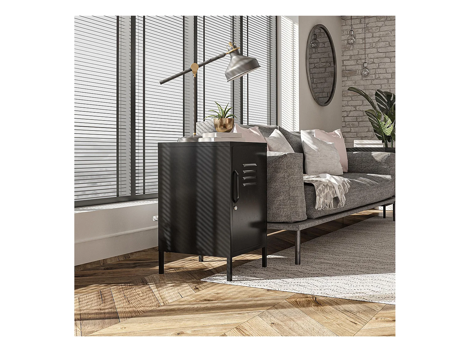 Mission District | Table d'appoint avec 1 porte Métal noir