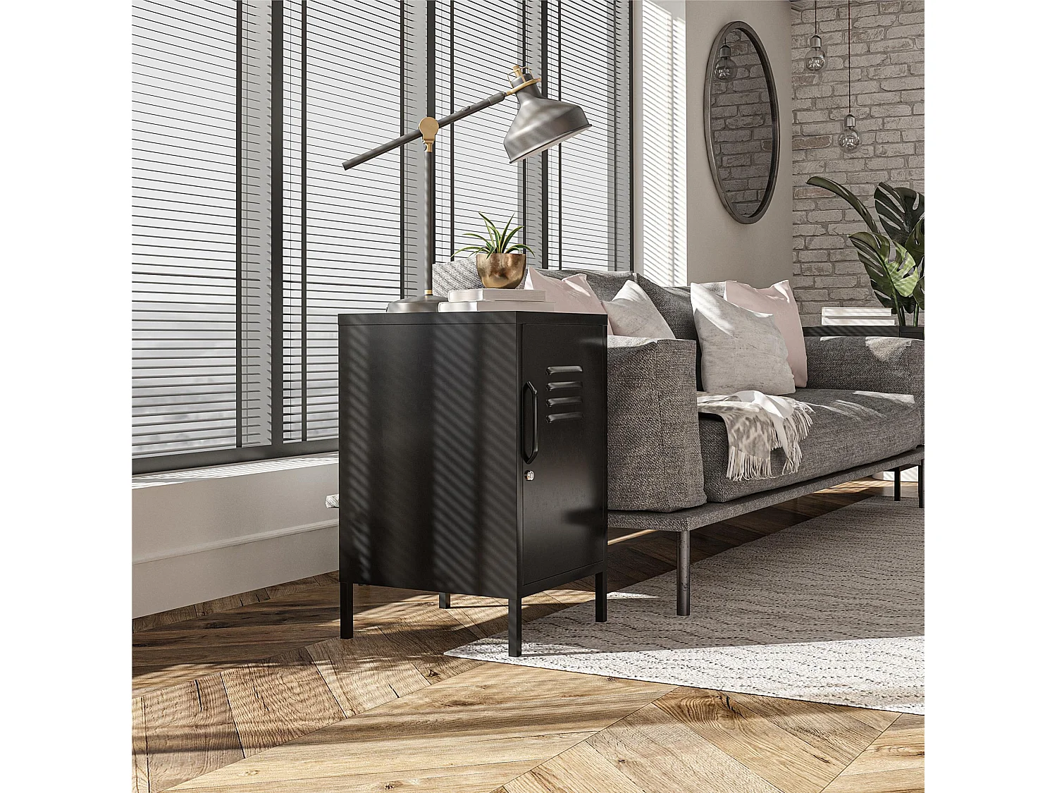 Mission District | Table d'appoint avec 1 porte Métal noir
