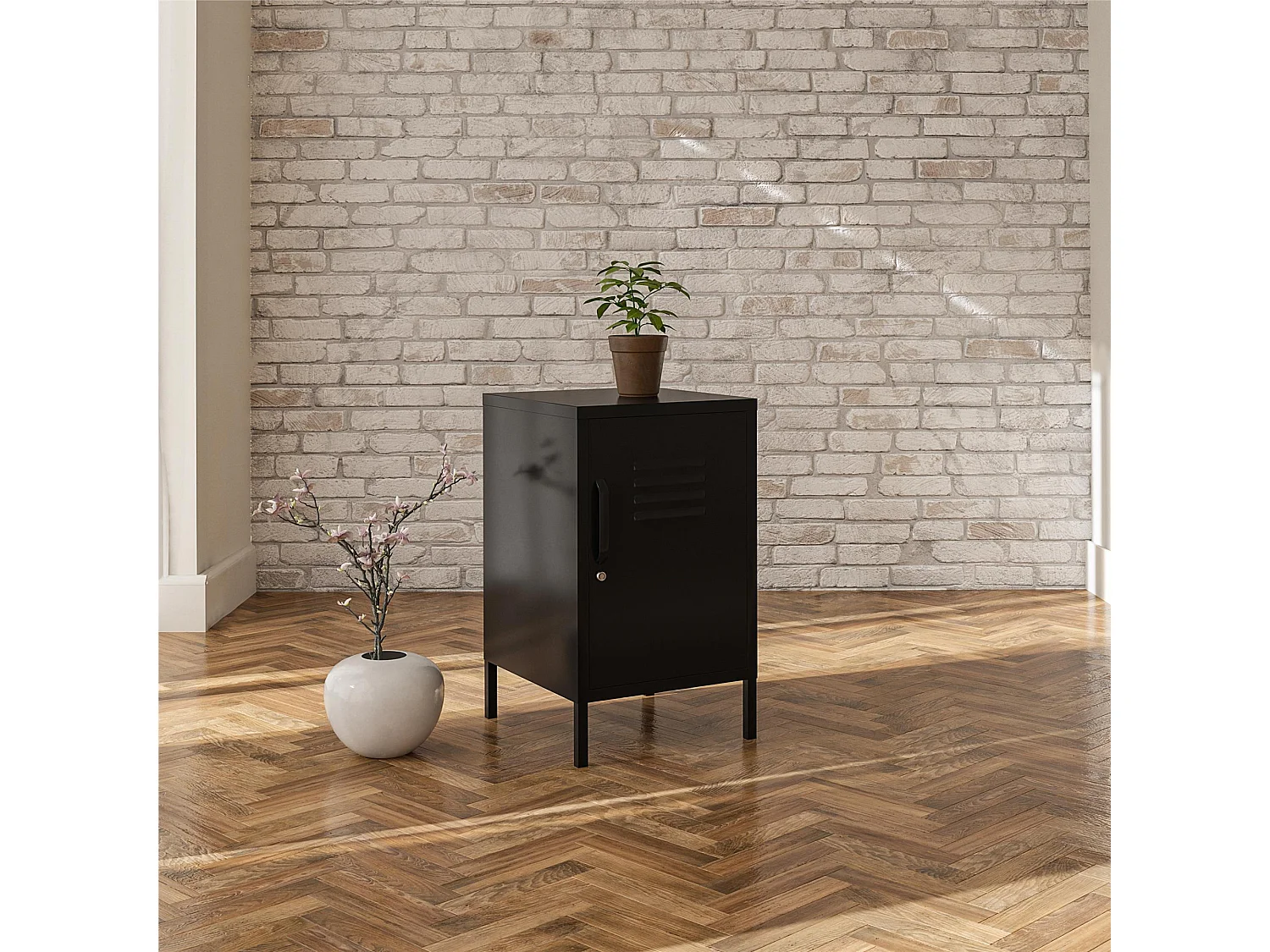 Mission District | Table d'appoint avec 1 porte Métal noir