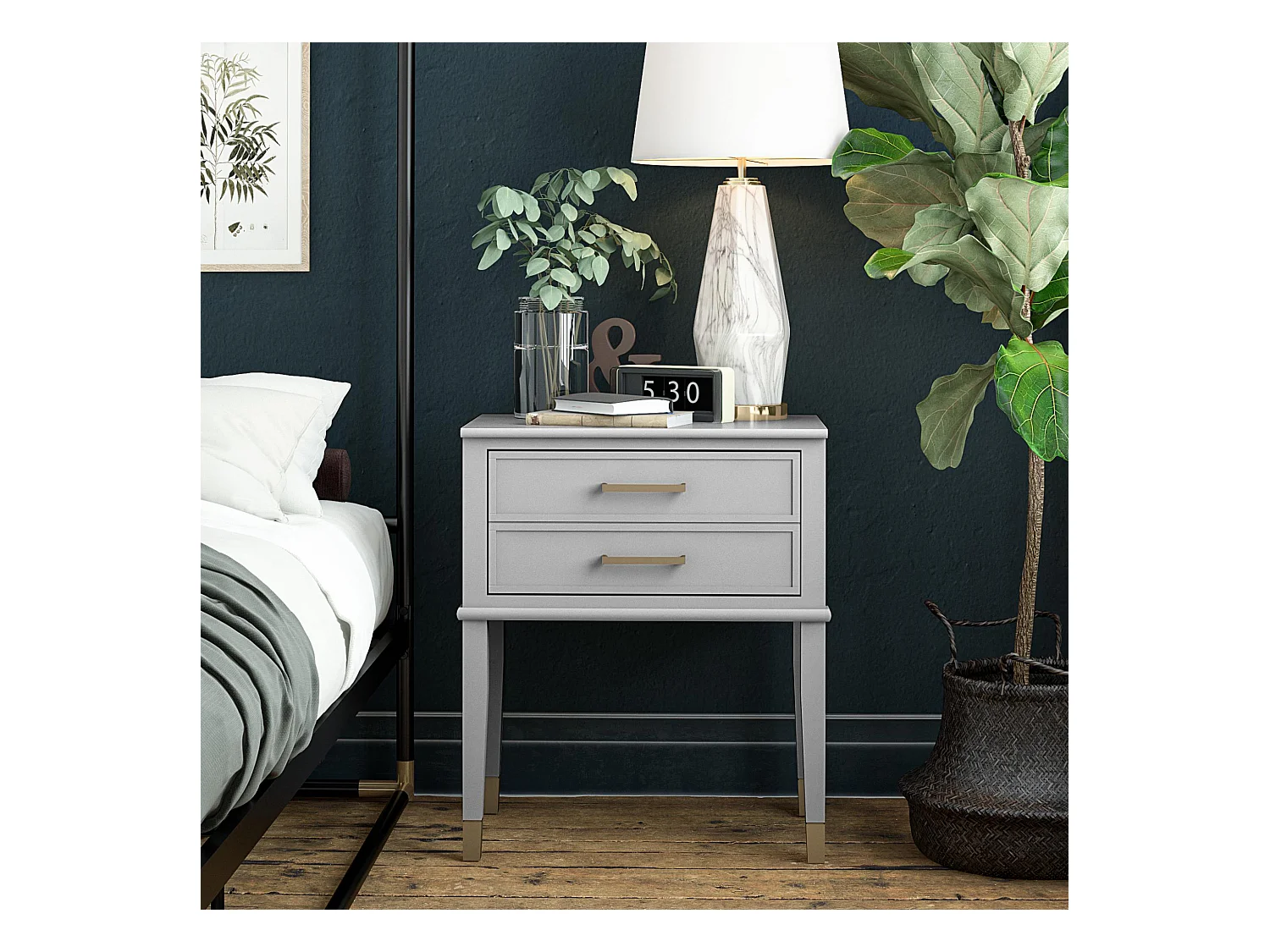 Westerleigh | Table d'appoint avec 1 tiroir en MDF gris